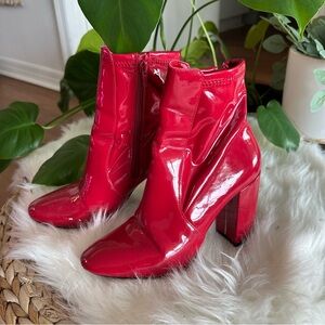Aldo Red Patent Leather Ankle Boots 8